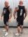 APBT streetwear PIT BULL FULL CONTACT short+trikó szett fekete-fehér