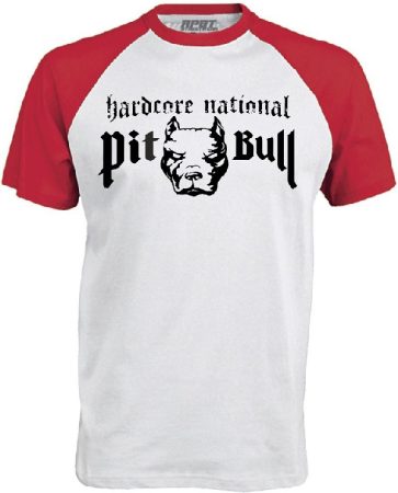 APBT Streetwear PITBULL HARDCORE NATIONAL Baseball póló fehér/piros