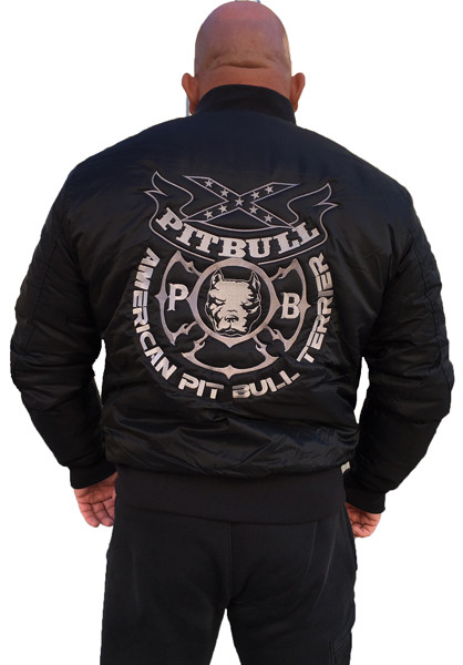 APBT Streetwear PIT BULL GANG 3 Bomber dzseki fekete APBT Pitbull bomber dzseki
