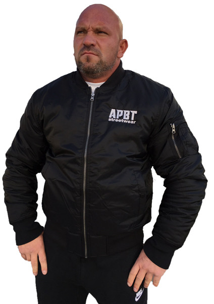 APBT Streetwear PIT BULL GANG 3 Bomber dzseki fekete APBT Pitbull bomber dzseki