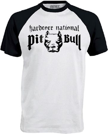 APBT Streetwear PITBULL HARDCORE NATIONAL Baseball póló fehér/fekete